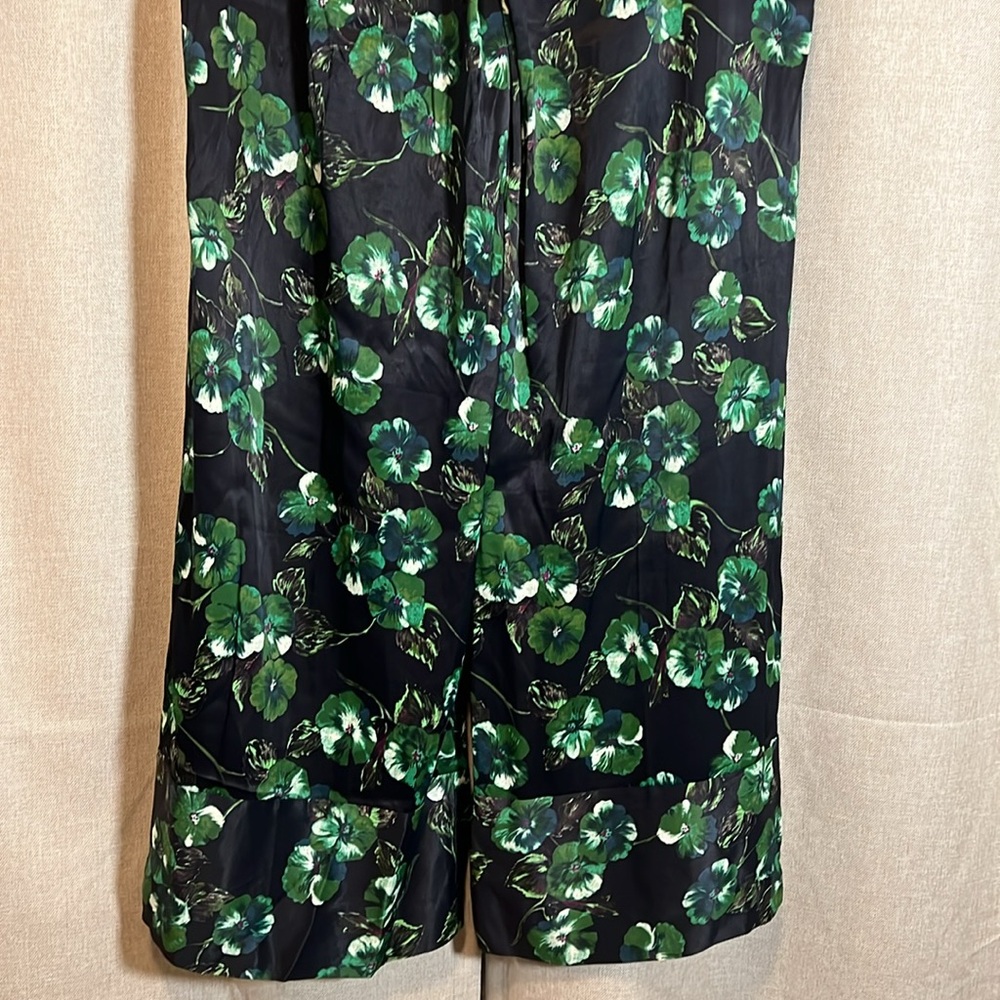 Elevenses Anthropologie Floral Botanical Silken Wide-Leg Pant Pleated Size 2 - Picture 6 of 8